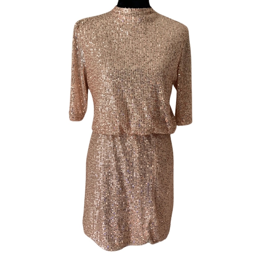 City Studio Rose Gold Sequined Mini Two Piece Set